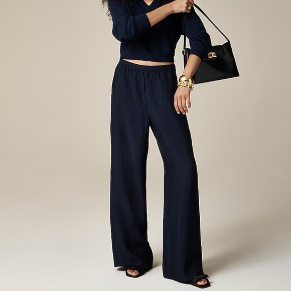 J. Crew Pants - J. Crew Stratus Pant in Textured Satin - Navy, L